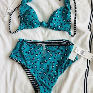 NWT Raisins Reversible Print Bikini Set